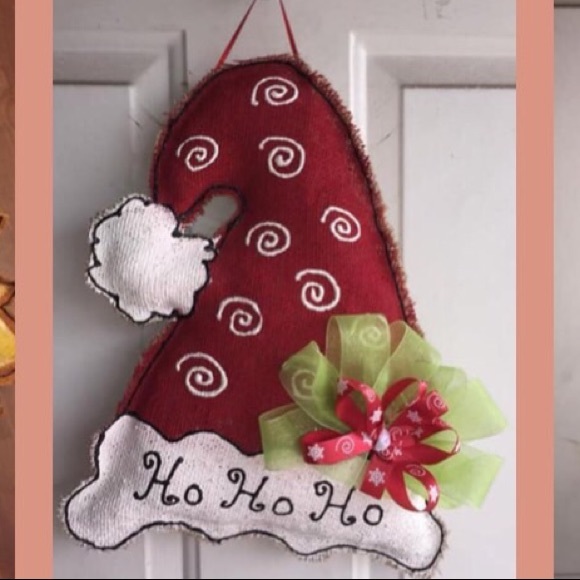 Holiday Santa Hat Burlap Door Hanger Poshmark